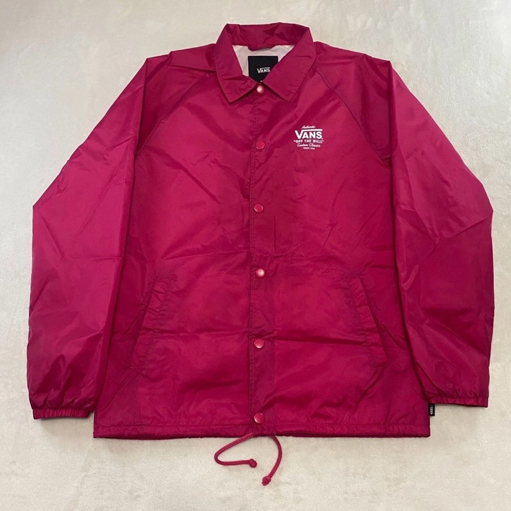 VANS Off the Wall Fleece Lined Pink Windbreaker Jacket Sz Medium Nylon Skater